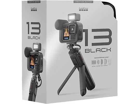 GoPro Hero 13 Black Creator Edition, HyperSmooth 6.0, 5.3K, 27 MP, Autonomía 4.5 h, HDR, Sumergible 10m, Cámara lenta, Negro