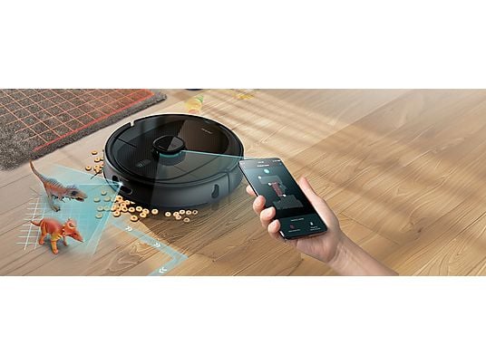 Robot aspirador - Cecotec Conga 9990 AI Spin Revolution Ultra Power Home, 4 en 1, Navegación láser, 10 kPa, 240 min, Base de autovaciado, Wi-Fi, Black
