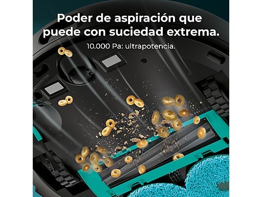 Robot aspirador - Cecotec Conga 9990 AI Spin Revolution Ultra Power Home, 4 en 1, Navegación láser, 10 kPa, 240 min, Base de autovaciado, Wi-Fi, Black