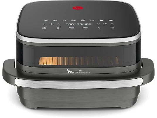 Freidora de aire - Moulinex Easy Fry XL Surface AL402H, Superficie de cocción XL, Doble resistencia, 2200 W, 4 L, 10 Programas, Compacta, Gris