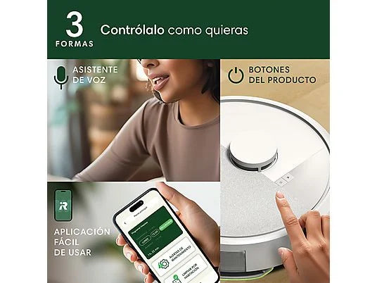 Robot friegasuelos - iRobot Roomba® 105 Combo Y351240, 12.8V, Capacidad de la Base 75 días, Autonomía 2h, Blanco