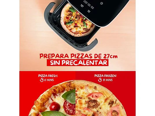 Freidora de aire - Moulinex Easy Fry XL Surface AL402H, Superficie de cocción XL, Doble resistencia, 2200 W, 4 L, 10 Programas, Compacta, Gris