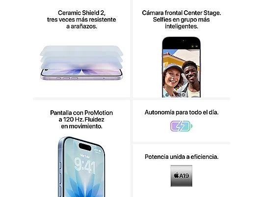 Apple iPhone 17, Azul neblina, 256 GB, 5G, 6.3 " OLED Super Retina XDR, Chip A19, iOS