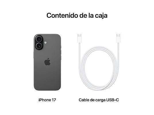 Apple iPhone 17, Negro, 256 GB, 5G, 6.3 " OLED Super Retina XDR, Chip A19, iOS