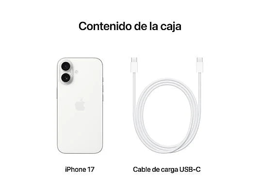 Apple iPhone 17, Blanco, 256 GB, 5G, 6.3 " OLED Super Retina XDR, Chip A19, iOS