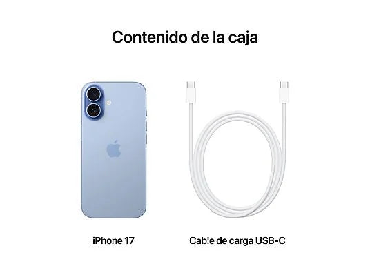 Apple iPhone 17, Azul neblina, 256 GB, 5G, 6.3 " OLED Super Retina XDR, Chip A19, iOS