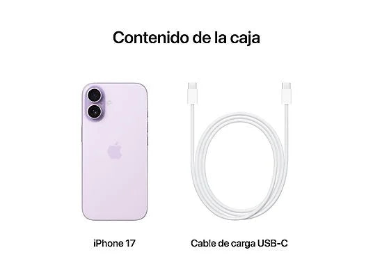 Apple iPhone 17, Lavanda, 512 GB, 5G, 6.3 " OLED Super Retina XDR, Chip A19, iOS