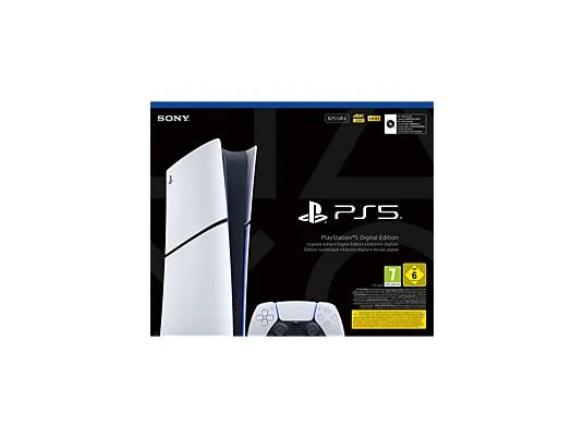 Consola - Sony PS5 Slim Digital Edition, 825 GB SSD, 4K, 1 mando, Chasis E, Blanco