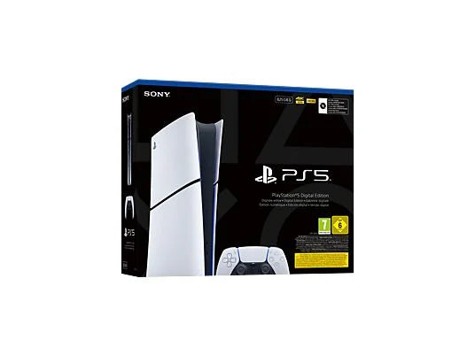 Consola - Sony PS5 Slim Digital Edition, 825 GB SSD, 4K, 1 mando, Chasis E, Blanco