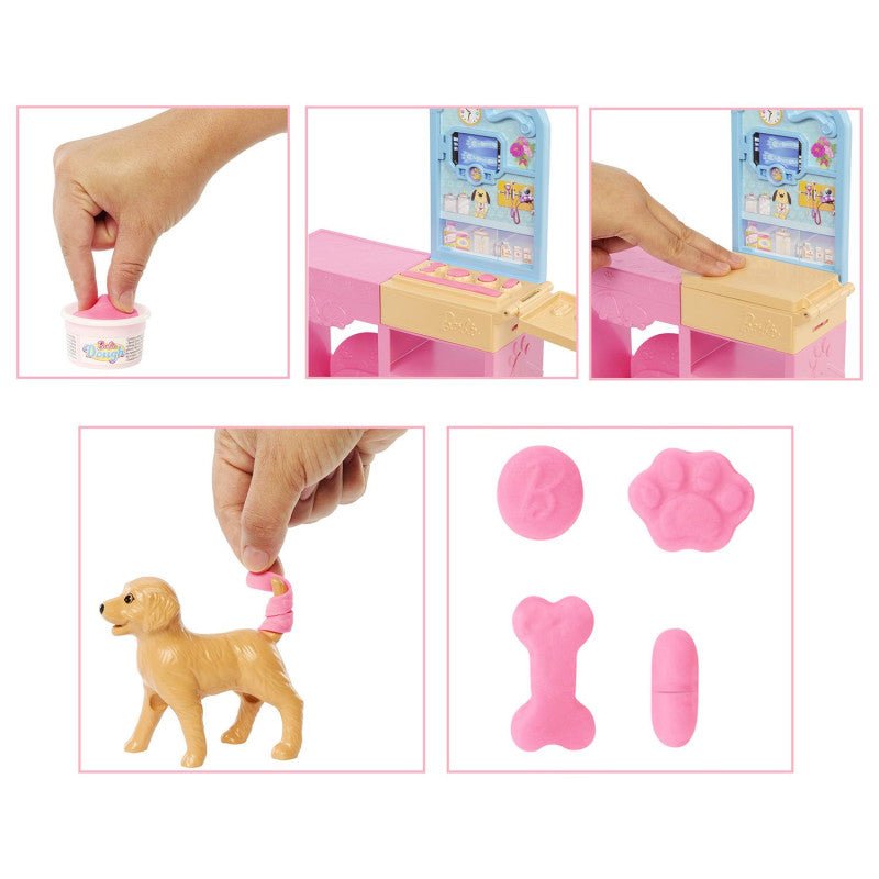 Barbie y su Clínica Veterinaria Muñeca con Pelo Rosa, Muebles de Consulta y Accesorios