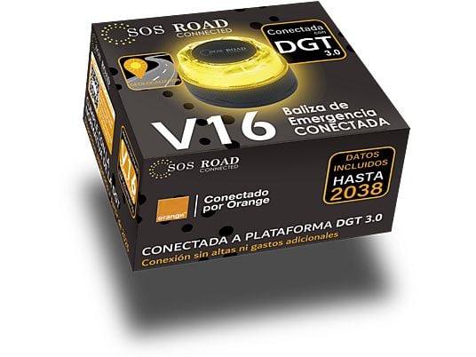 Baliza V16 - NK SOS Road Connected V16, Luz emergencia, Homologada y conectada con DGT, Señalización y geoposicionamiento, eSIM incluida, 360º, Negro