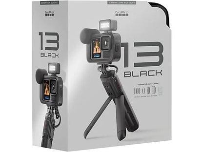 GoPro Hero 13 Black Creator Edition, HyperSmooth 6.0, 5.3K, 27 MP, Autonomía 4.5 h, HDR, Sumergible 10m, Cámara lenta, Negro