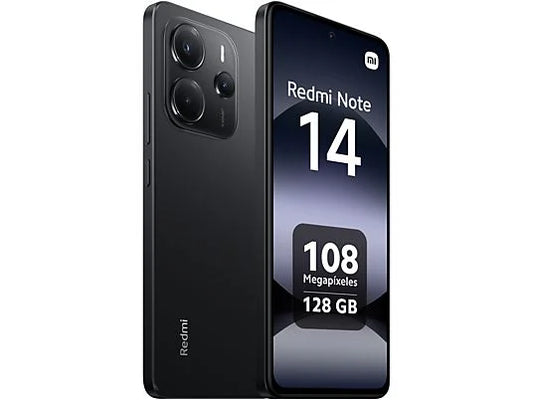 Xiaomi Redmi Note 14, Negro medianoche, 128 GB, 6 GB RAM, 6.67" AMOLED FHD+, MediaTek Helio g99-Ultra, 5500 mAh