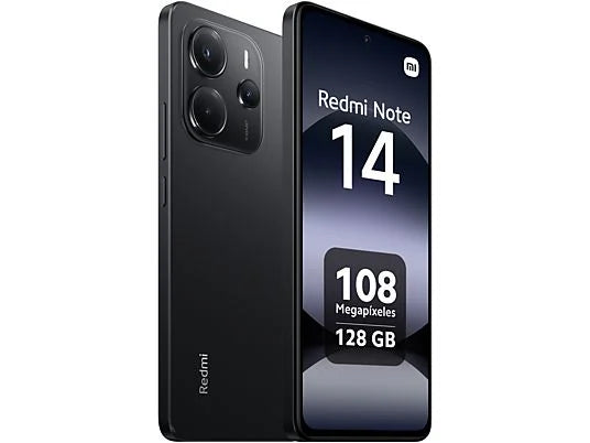 Xiaomi Redmi Note 14, Negro medianoche, 128 GB, 6 GB RAM, 6.67" AMOLED FHD+, MediaTek Helio g99-Ultra, 5500 mAh