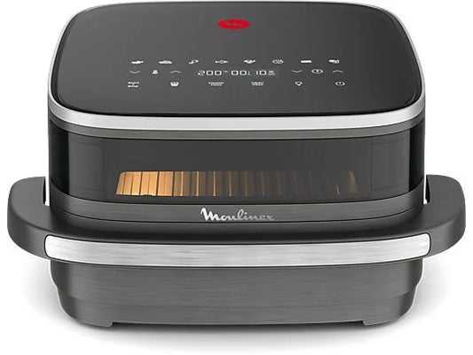 Freidora de aire - Moulinex Easy Fry XL Surface AL402H, Superficie de cocción XL, Doble resistencia, 2200 W, 4 L, 10 Programas, Compacta, Gris