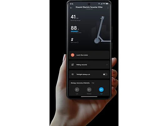 Xiaomi Scooter Elite, Pot máx 700W, Pot nominal 400W, Vel 25 km/h, 10000 mAh, Negro