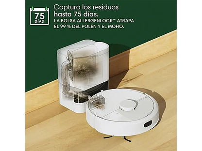 Robot friegasuelos - iRobot Roomba® 105 Combo Y351240, 12.8V, Capacidad de la Base 75 días, Autonomía 2h, Blanco