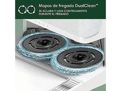 Robot friegasuelos - iRobot Roomba® Plus 405 Combo, 295 ml Depósito Polvo, 3l Depósito Agua Base, 3h Autonomía, Blanco