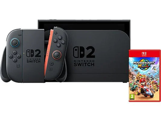 Nintendo Switch 2, 7.9” Full HD HDR 120 Hz, 256 GB, Magnetic Joy-Con 2 con modo ratón, Azul y Rojo Neón + Juego Mario Kart World (Digital)