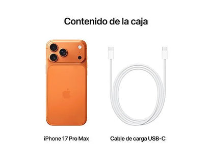 Apple iPhone 17 Pro Max, Naranja cósmico, 256 GB, 5G, 6.9 " OLED Super Retina XDR, Chip A19 Pro, iOS