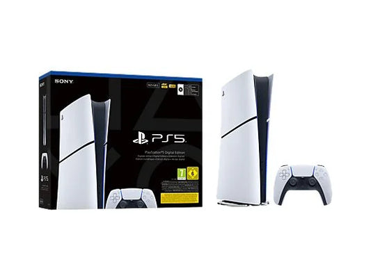Consola - Sony PS5 Slim Digital Edition, 825 GB SSD, 4K, 1 mando, Chasis E, Blanco