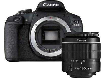 Canon EOS 2000D, 24.1 MP CMOS APS-C, Vídeo Full HD, Negro + Objetivo Canon EF-S 18-55 mm f/3.5-5.6 DC III