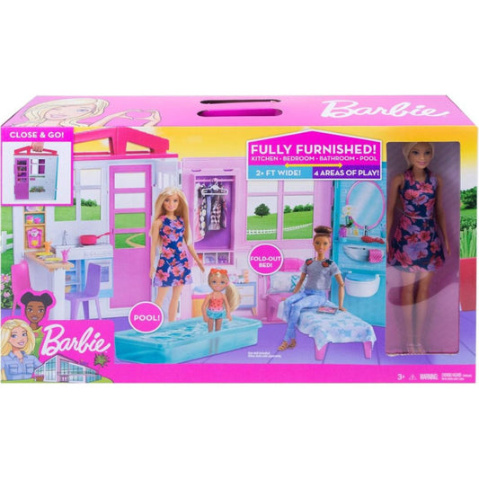 Barbie Casa Plegable con Muñeca y Accesorios