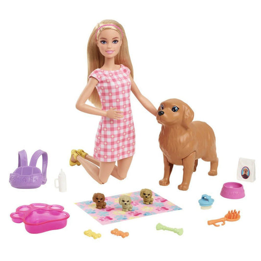 Barbie Muñeca Rubia Perritos Recién Nacidos