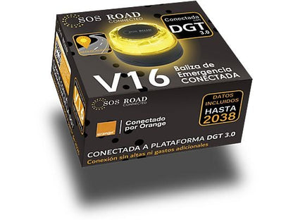 Baliza V16 - NK SOS Road Connected V16, Luz emergencia, Homologada y conectada con DGT, Señalización y geoposicionamiento, eSIM incluida, 360º, Negro