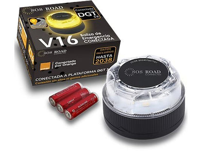 Baliza V16 - NK SOS Road Connected V16, Luz emergencia, Homologada y conectada con DGT, Señalización y geoposicionamiento, eSIM incluida, 360º, Negro